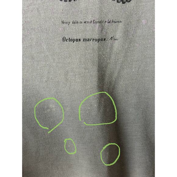 Banana Republic Size M V-Neck Graphic Tee Gray Kraken Octopus Design Hipster - Picture 4 of 6